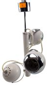 ITALIAN GUZZINI MID 20TH CENTURY CIRCA 1970S WHITE & CHROME EYEBALL CEILING LIGHT