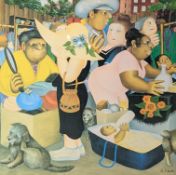 BERYL COOK (1926-2008) - STREET MARKET - LIMITED EDITION LITHOGRAPH