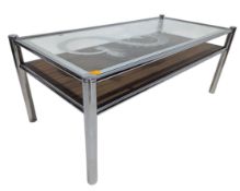 MID CENTURY TEAK & GLASS TOP DRAGON LOW OCCASIONAL COFFEE TABLE