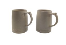 KEITH MURRAY FOR WEDGWOOD - PAIR OF MOONSTONE RANGE CERAMIC MUGS IN CREAM