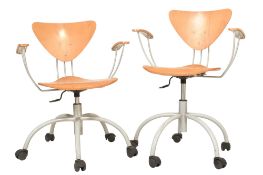 MATCHING PAIR OF CONTEMPORARY BENTWOOD SWIVEL OFFICE DESK CHAIRS