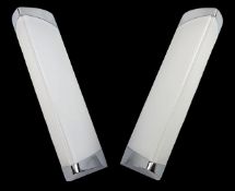 PAIR OF ITALIAN 20TH CENTURY CHROME & PLASTIC PYRAMID WALL LIGHTS