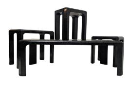 MAITLAND-SMITH - CONTEMPORARY STONE & BRASS INLAID SET OF SIDE TABLES