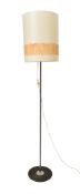 MID CENTURY RISE AND FALL STANDARD LAMP WITH BARREL SHADE