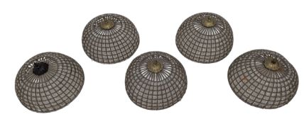 FIVE ART DECO INSPIRED BEADED METAL & DROPLETS DOME CEILING LIGHTS