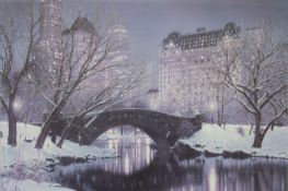 ROD CHASE (AMERICAN ARTIST) - CENTRAL PARK IN WINTER - LARGE PRINT