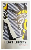 AFTER ROY LICHTENSTEIN - I LOVE LIBERTY, FEB 1982 - EXHIBITION POSTER