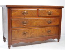 EDWARDIAN WALNUT LOW CHEST OF DRAWERS