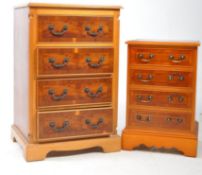 YEW WOOD PEDESTAL CHEST OF DRAWERS TOGETHER W/ ANOTHER