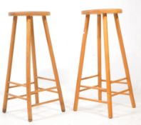 PAIR OF VINTAGE 20TH CENTURY BEECH BARSTOOLS
