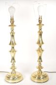 PAIR OF MODERN BRASS COLUMN DESK LAMPS