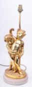 VINTAGE 20TH CENTURY GILT CHERUBS TABLE LAMP