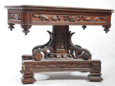 19TH CENTURY VICTORIAN CARVED MAHOGANY SWIVEL TOP TABLE