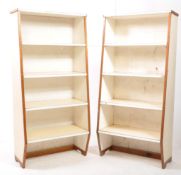 BRITISH MODERN DESIGN - PAIR OF RETRO MID CENTURY WATERFALL BOOKCASES