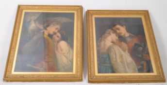 TWO ITALIAN VICTORIAN OLEOGRAPHS IN GILT WOOD FRAMES
