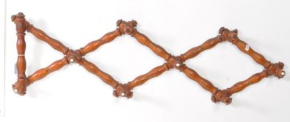EARLY 20TH CENTURY MAHOGANY TURNED WALL COAT / RACK