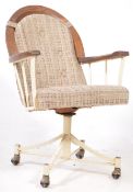 MID CENTURY OAK & METAL SWIVEL DESK CHAIR