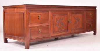 20TH CENTURY CHINESE HARDWOOD LOW CABINET / SIDEBOARD