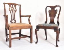 TWO 18TH CENTURY CARVED MAHOGANY DECORATIVE CHAIRS