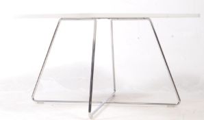 CONTEMPORARY WHITE LAMINATE AND CHROME COFFEE TABLE
