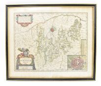 EUROPE. 17TH CENTURY MAP OF NUREMBERG & SURROUNDINGS INCL. CITY PLAN BY WILLEM BLAEU