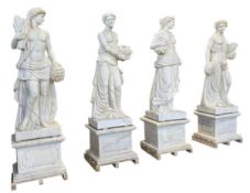 SET OF FOUR LATE 20TH CENTURY WHITE MARBLE FOUR SEASONS STATUES