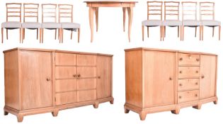 THREE-PART ITALIAN DESIGNER 1936 CHERRY WOOD DINING SUITE