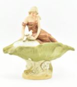ROYAL DUX BOHEMIA - ART NOUVEAU CERAMIC LADY ON SHELL TAZZA