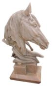 CONTEMPORARY CARVED SUNBURST MARBLE DECORATIVE HORSE STATUE