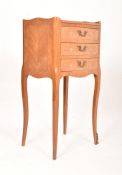 FRENCH 19TH CENTURY WALNUT & SATINWOOD MARQUETRY BEDSIDE TABLE