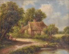 ROBERT ROBIN FENSON (FL. 1899-1914) - EARLY 20TH CENTURY OIL ON CANVAS PAINTING OF COUNTRY SCENE