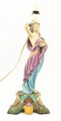LATE 19TH CENTURY MAJOLICA GLAZED CERAMIC DESK LAMP