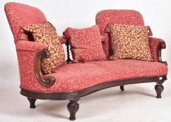 VICTORIAN 19TH CENTURY ROSEWOOD CONVERSATION UPHOLSTERED SOFA CHAISE LONGUE