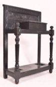 VICTORIAN EBONISED JACOBEAN REVIVAL HALL UMBRELLA STAND WITH DRAWER