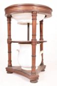19TH CENTURY PINE AND CERAMIC CAMPAIGN WASHSTAND