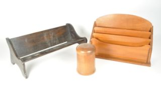 THREE 20TH CENTURY WOODEN DESK TIDY PIECES