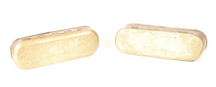 TWO 18TH CENTURY BRASS AND COPPER DUTCH LIDDED TOBACCO BOXES