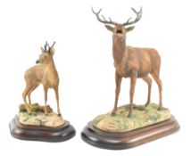 BORDER FINE ARTS - TWO 1970S HAND PAINTED PORCELAIN SCULPTURES