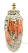 VINTAGE 1960S WEST GERMAN FAT LAVA CERAMIC VASE CONVERTED TO LAMP BASE