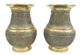 PAIR OF NEPALESE AMKHORA BRONZE CEREMONIAL HOLY WATER VASES