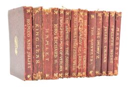 SHAKESPEARE, WILLIAM. 1904 THE TEMPLE SHAKESPEARE FOURTEEN VOLUMES IN LIMP SCARLET LEATHER