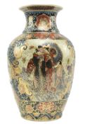 A LARGE 20TH CENTURY JAPANESE SATSUMA 'GEISHA'CERAMIC VASE
