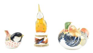 ROYAL CROWN DERBY & WORCESTER - COLLECTION OF THREE PORCELAIN CABINET PAPERWEIGHTS