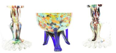 THREE VINTAGE MURANO ITALIAN HAND BLOWN GLASS PIECES