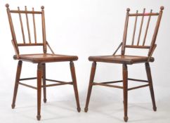 PAIR OF EDWARDIAN MAHOGANY STICK DINING CHAIRS