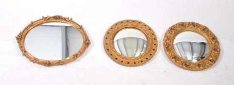COLLECTION OF THREE GILT CONVEX FISHEYE WALL MIRROR