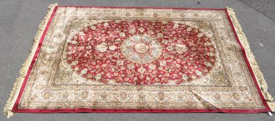 VINTAGE BELUCHI SILK & WOOL CARPET FLOOR RUG