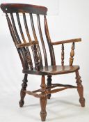 VICTORIAN 19TH CENTURY BEECH & ELM WOOD WINDSOR ARMCHAIR