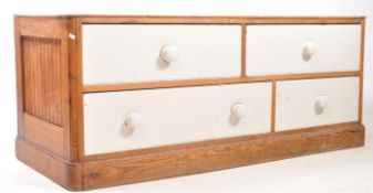 19TH CENTURY PAINTED PINE LOW CHEST OF DRAWERS