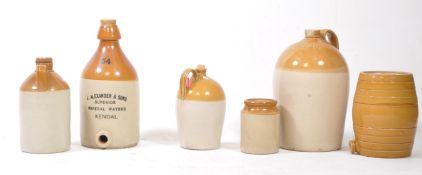 COLLECTION OF SIX EARLY 20TH CENTURY STONEWARE FLAGONS